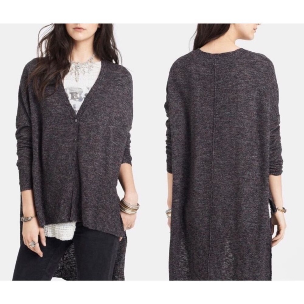Free People TGIF High Low Marled Cardigan Long Sleeve Lightweight Button XS